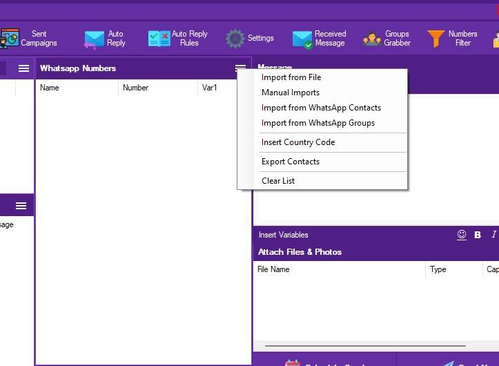 Option for Data Import WhatSender contact import